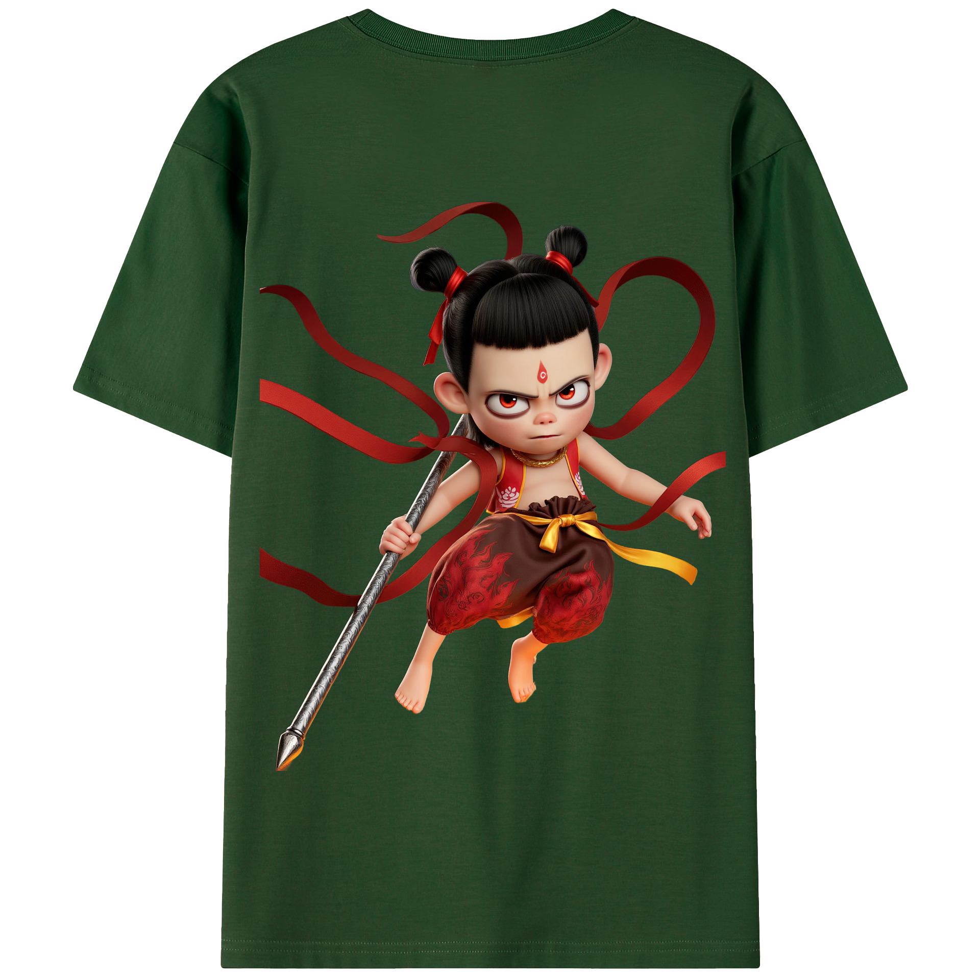 （画像用） Ne Zha 2 ナタ 魔童の大暴れ 綿100％半袖Tシャツ（背面プリント）